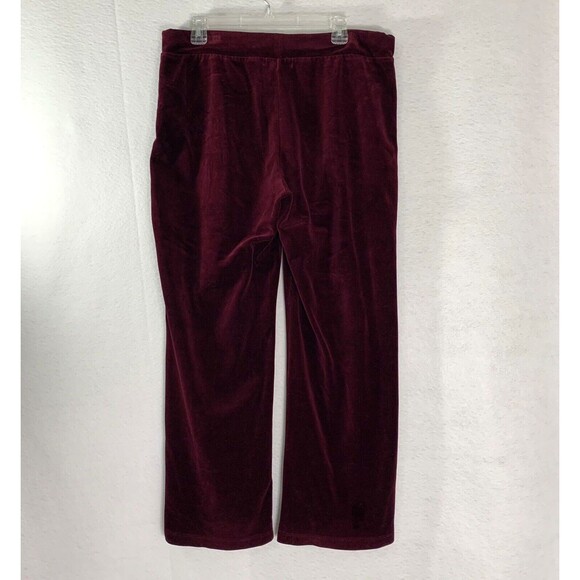 Lauren Ralph Lauren Pant Women L Maroon Red Velvet Pocket Straight Preppy Comfy - Picture 2 of 11